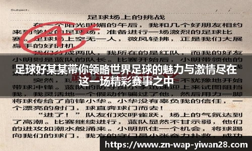 足球好某某带你领略世界足球的魅力与激情尽在这一场精彩赛事之中